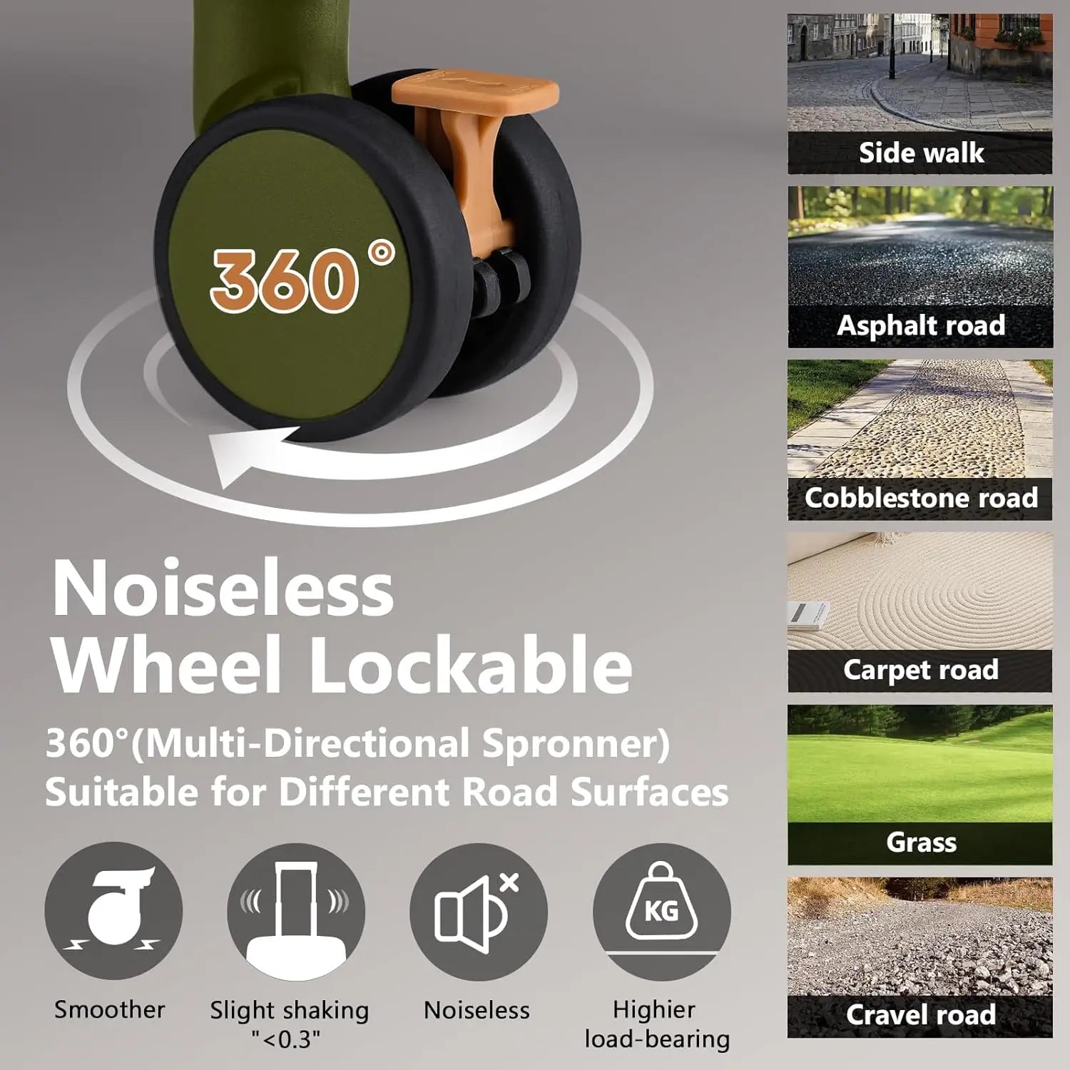 20in Expandable Carry-On Luggage with USB Port & Cup Holder, Anti-Slip Wheels, 3-Piece Set in Dark Green for Men and Women