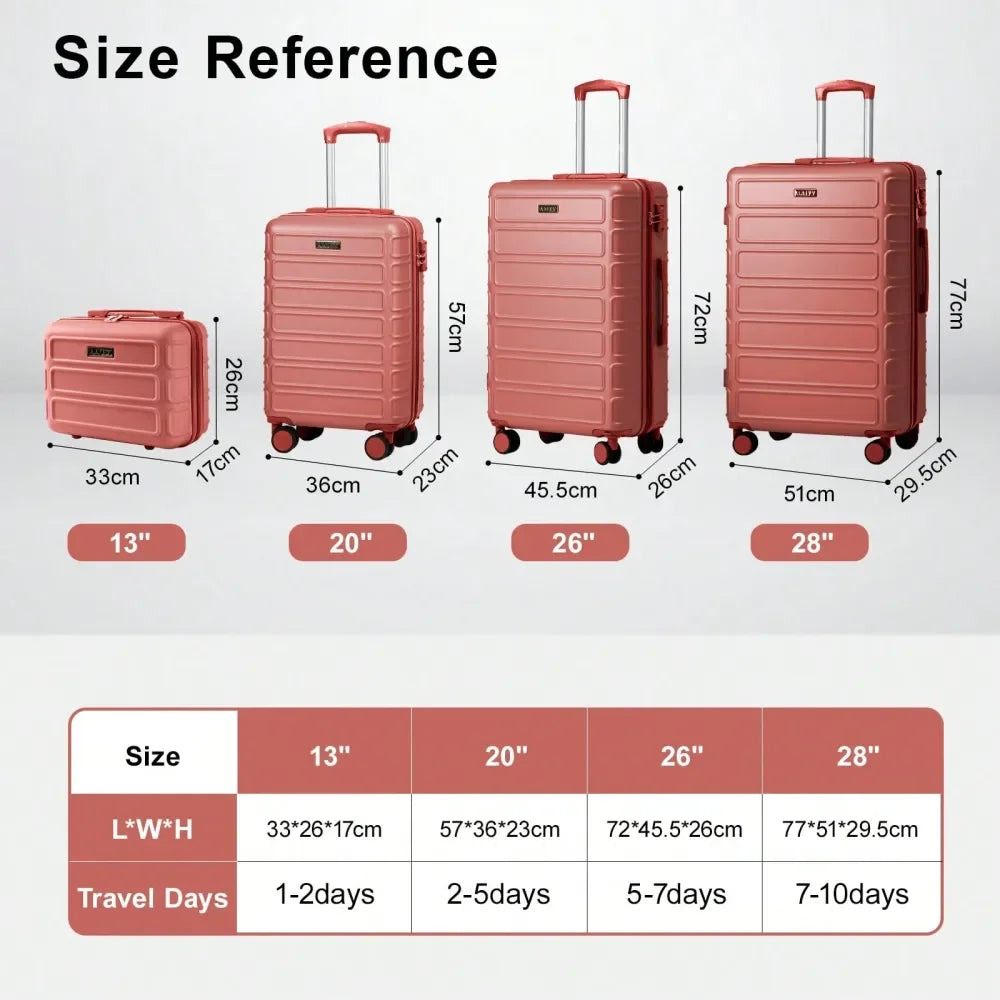 4Piece Expandable Luggage, ABS Travel Luggage Set With Dual Spinner Wheels, TSA Lock Hard Shell Durable Travel Bag Luggage Set 1