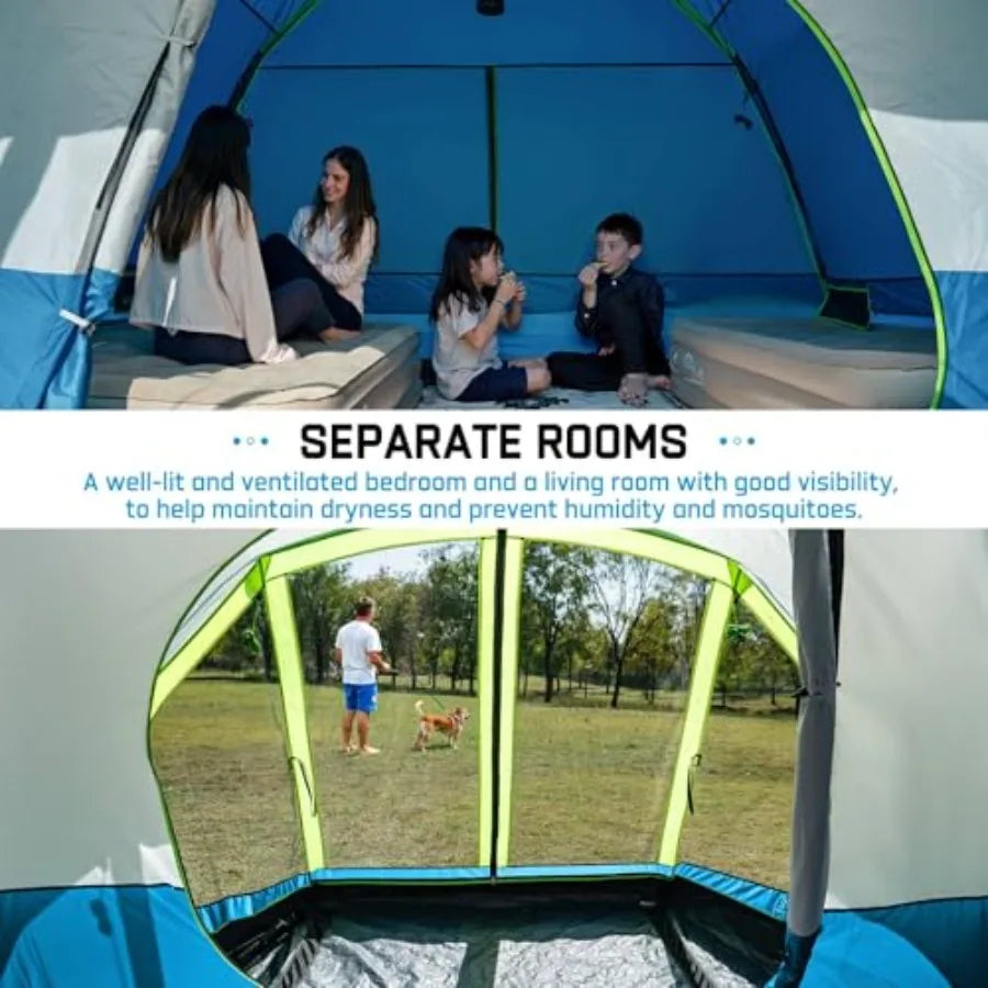 6 Person Large Waterproof Family Tents for Camping, Screened Camping Tent with Screen Porch, Bug-Free Relaxation & Easy Setup, I