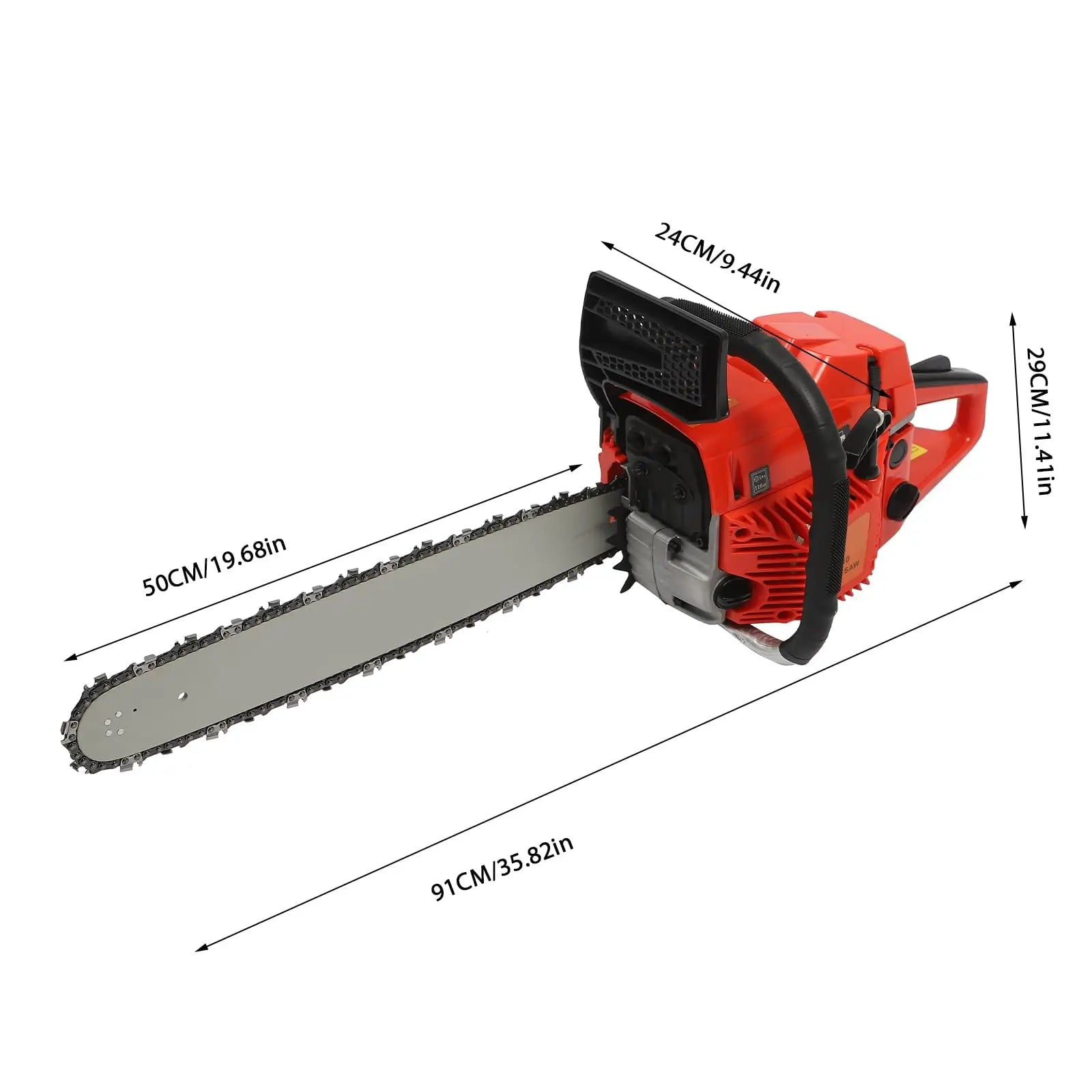 58CC 2-Stroke 20” Chainsaw, Portable Gas Powered Chain saws, Handed Petrol Woodcutting Saw Gasoline Chain Saw for Cutting Tree W