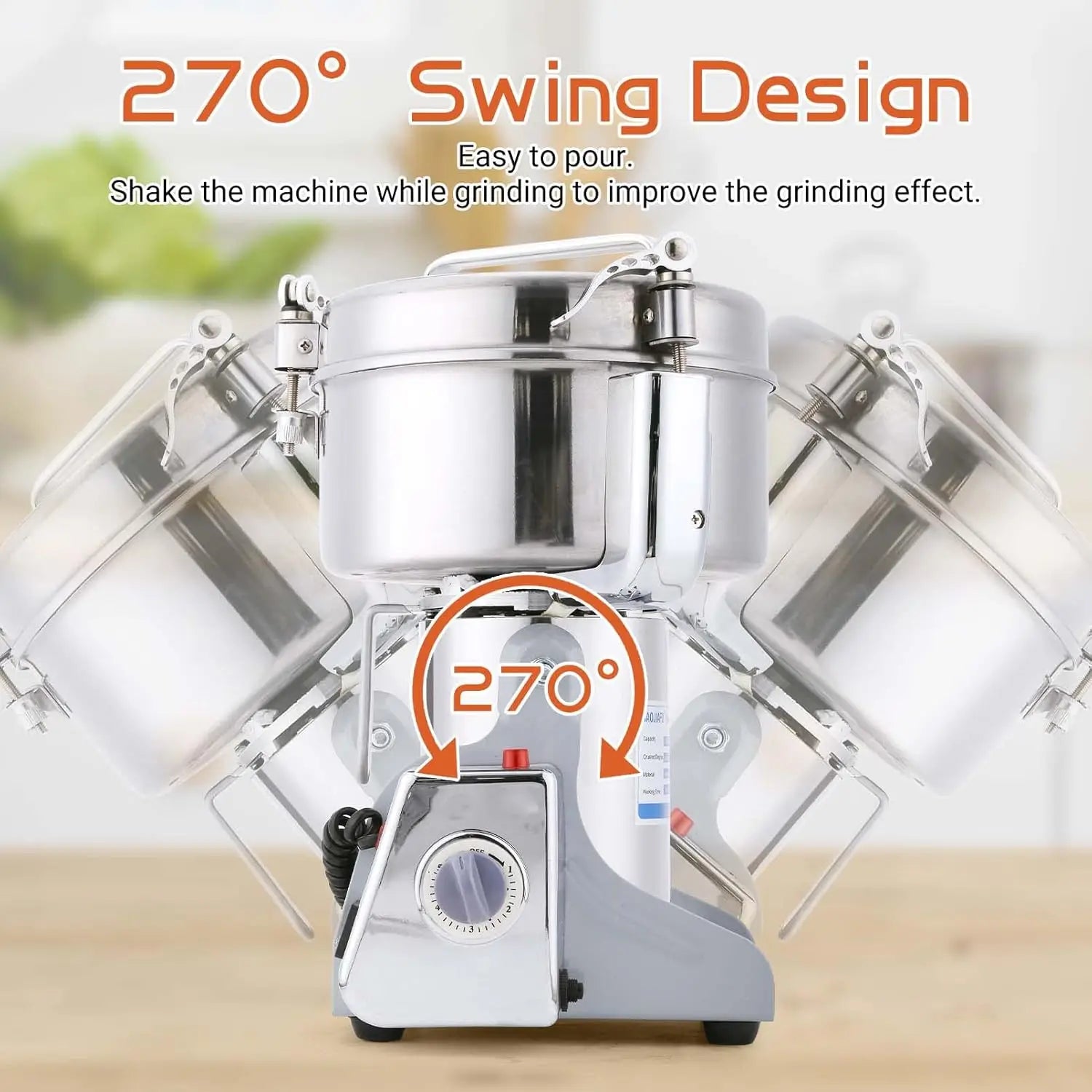 Electric Grain Mill Grinder 2000g High-speed 3500W Stainless Steel Superfine Powder for Kitchen Home Commercial