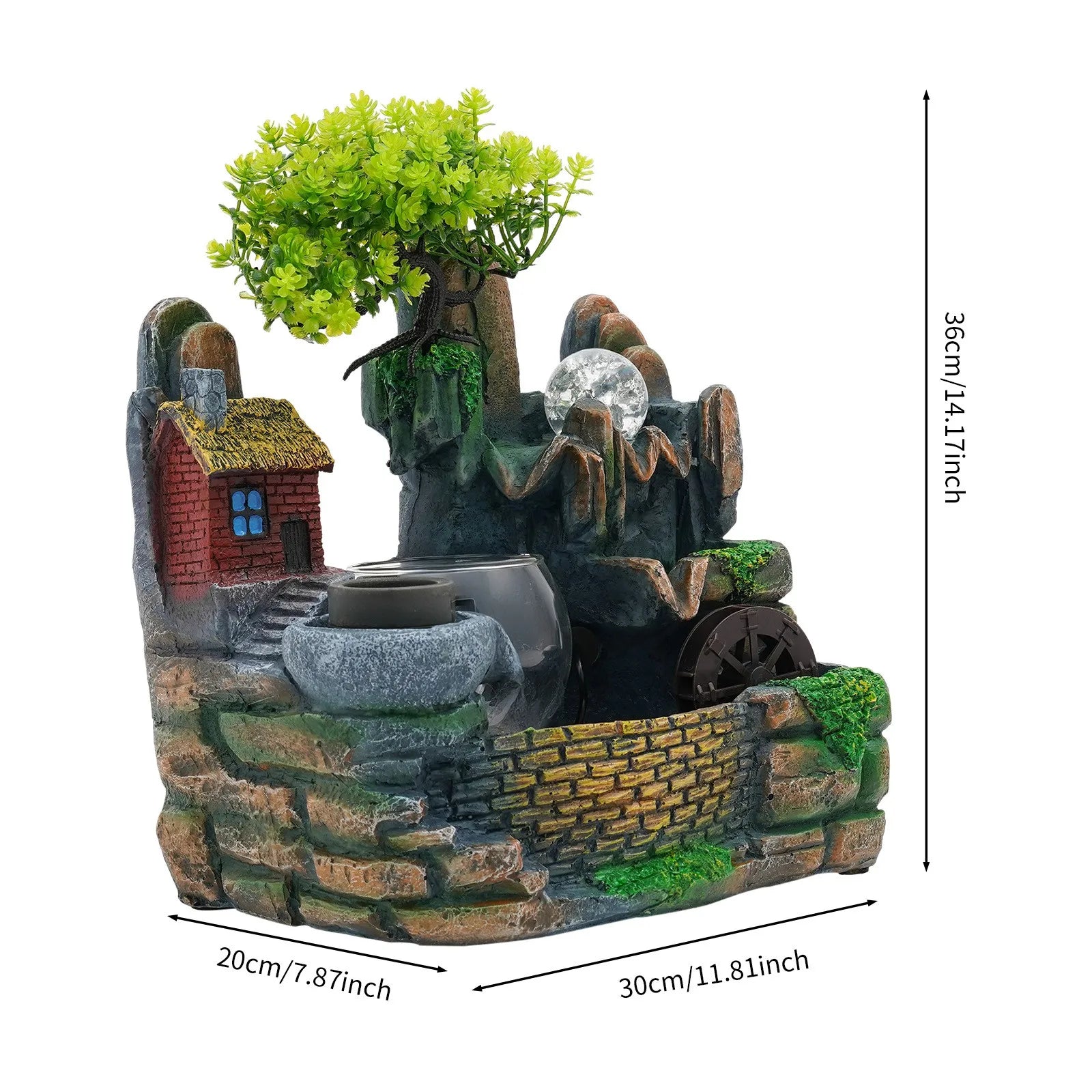 Indoor Water Fountain Resin Rockery Waterfall Tabletop Ornament for Home Office Decor Indoor Garden Relaxation Feng Shui Gift