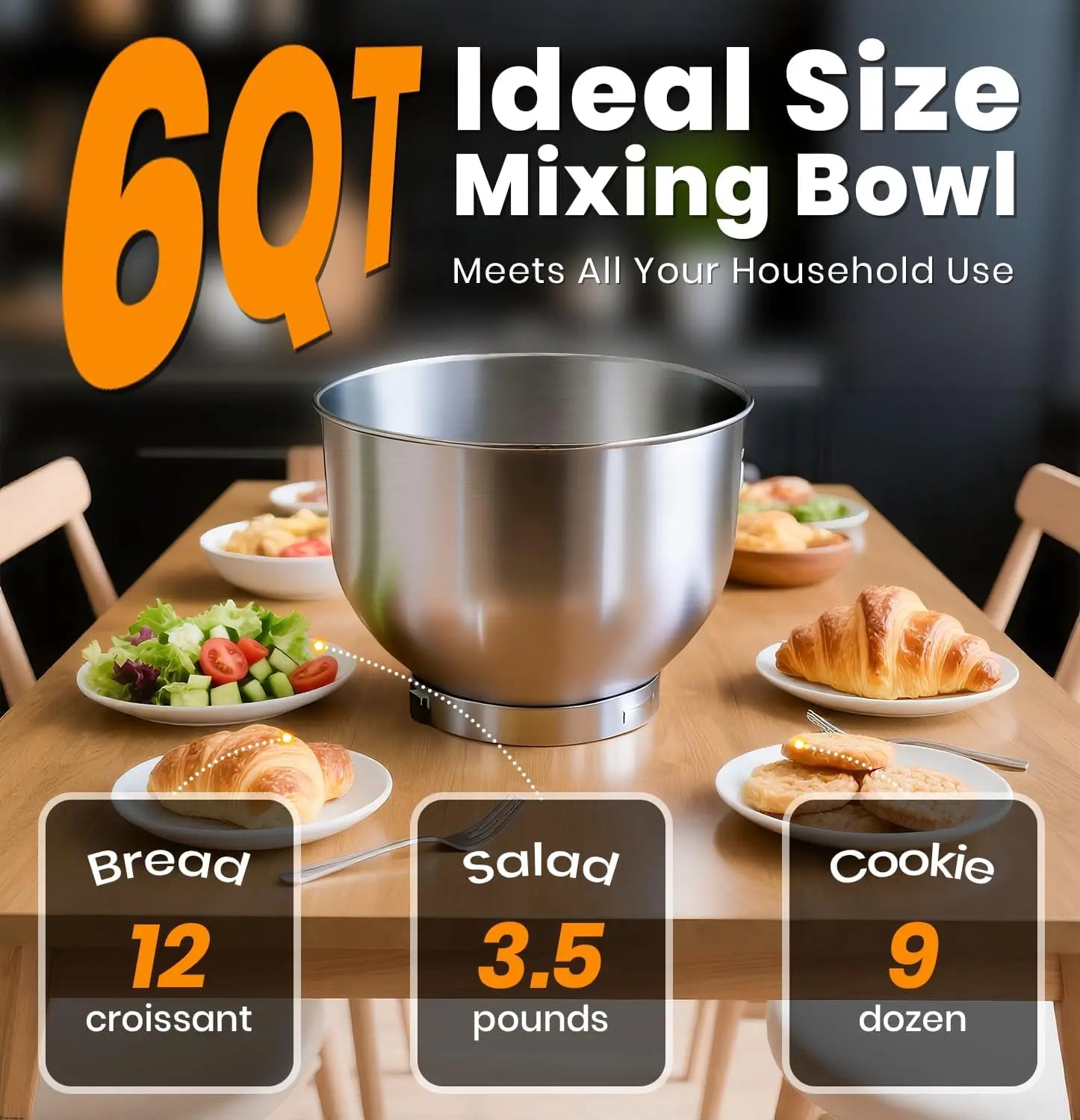 6QT Stand Mixer with LED Touchscreen, 11-Speed Tilt-Head Design, Stainless Steel Bowl and Accessories