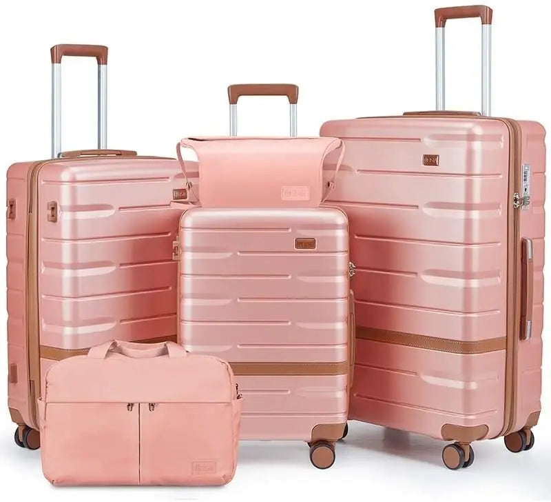 3-Piece Hardside Luggage Set with TSA Lock, Lightweight Spinner Wheels & YKK Zippers - Pink Travel Suitcase