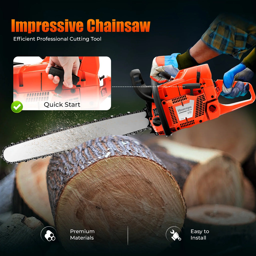 28inch Quick Start Gas Powered Chainsaw| 2-Stroke 71cc Air-cooled Handheld Cordless Petrol Chain Saw