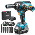 Seesii 1200Nm Electric Impact Wrench 1/2" Cordless with Detachable Side Handle 21V High Torque Impact Driver Gun 2x4.0Ah Battery