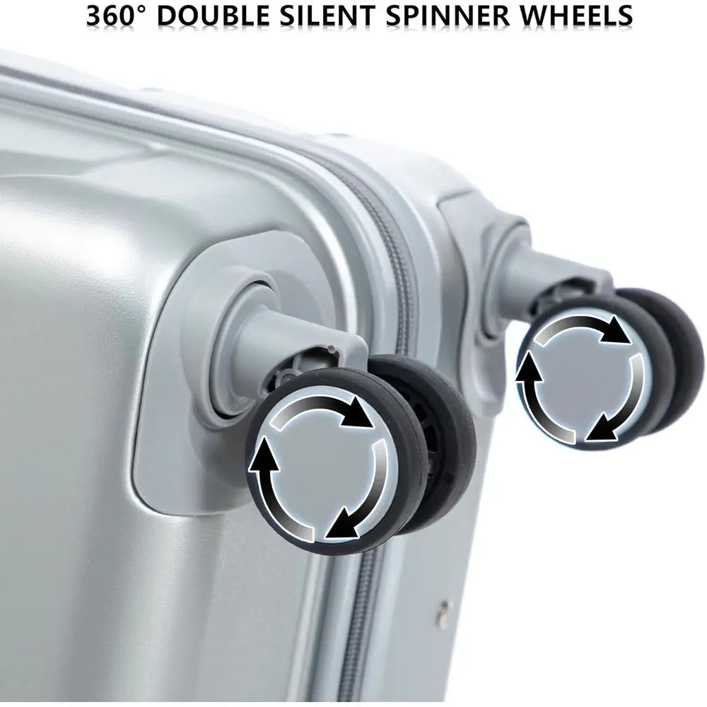 Durable Hardshell Luggage, Lightweight Spinner Suitcase in Silver
