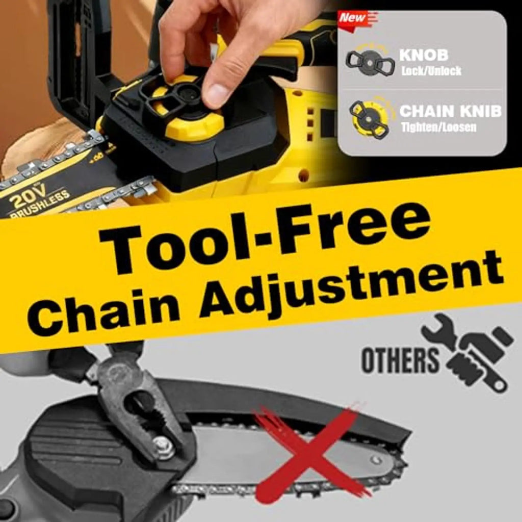 Cordless Brushless Chainsaw 8 Inch – for 20V MAX Battery, Upgraded 2026 with Oiling System & Chain Brake, 4.0Ah Battery for Wood