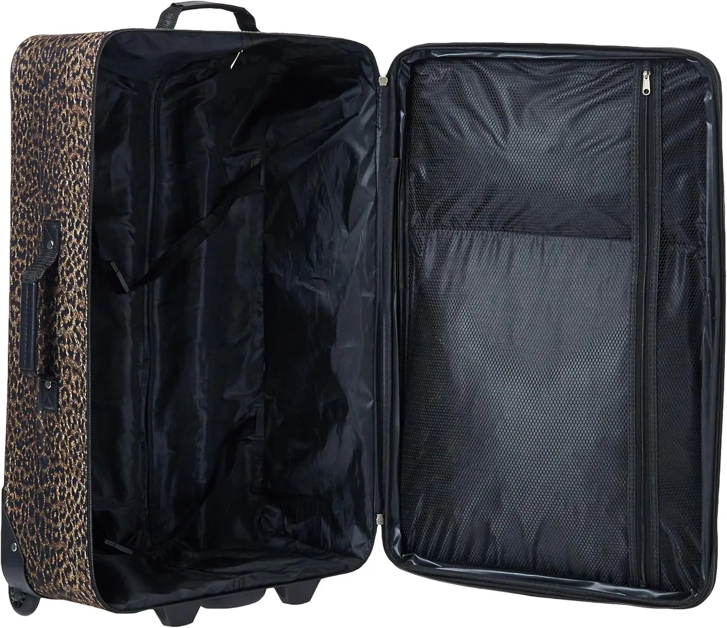 4-Piece Leopard Print Softside Luggage Set with Telescoping Handle, Sizes 14/19/24/28 Inches