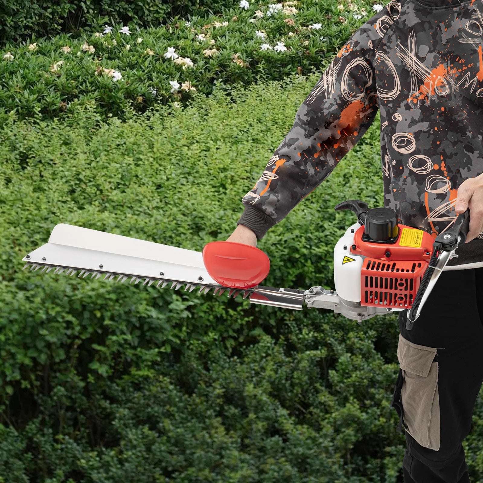 22.5CC 2-Stroke Single Blade Brush Cutter, Gas Powered Grass Trimmer with Shoulder Strap, Professional Gardening Tool