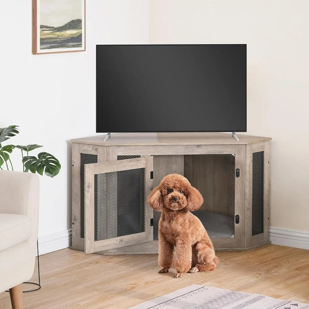 Dog Crate Furniture, Wooden Dog Kennel End Table, Decorative Pet Crate Indoor Use, Furniture Style Dog House for Small Me