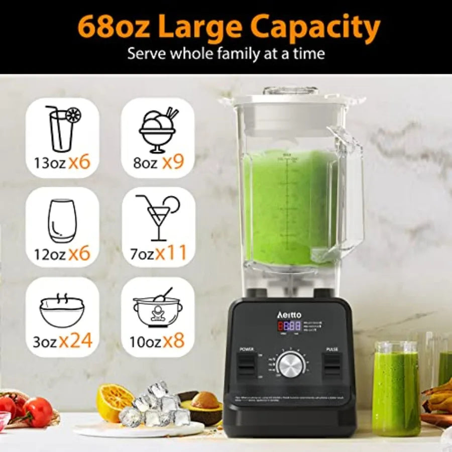 Blender Blenders for Kitchen with 1500-Watt Motor 68 Oz Large Capacity Professional Countertop Blenders for Ice Crush Frozen Dr
