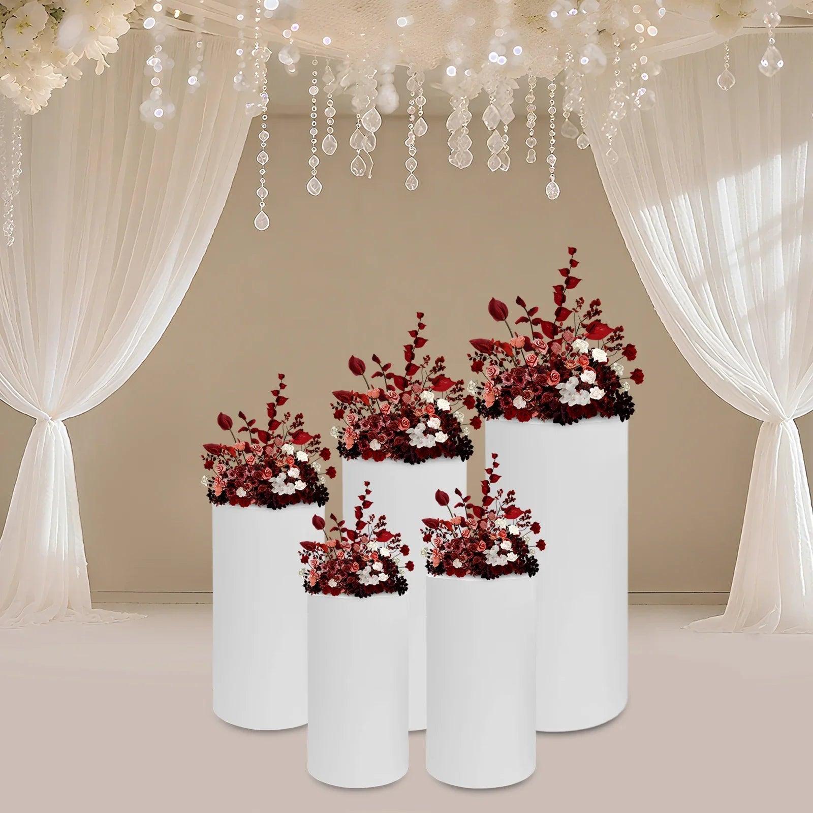 5Pcs Dessert Display Stands, Wedding Cylindrical Cake Stand Set Cake Display Cylinder,Decorations Round Display Stand