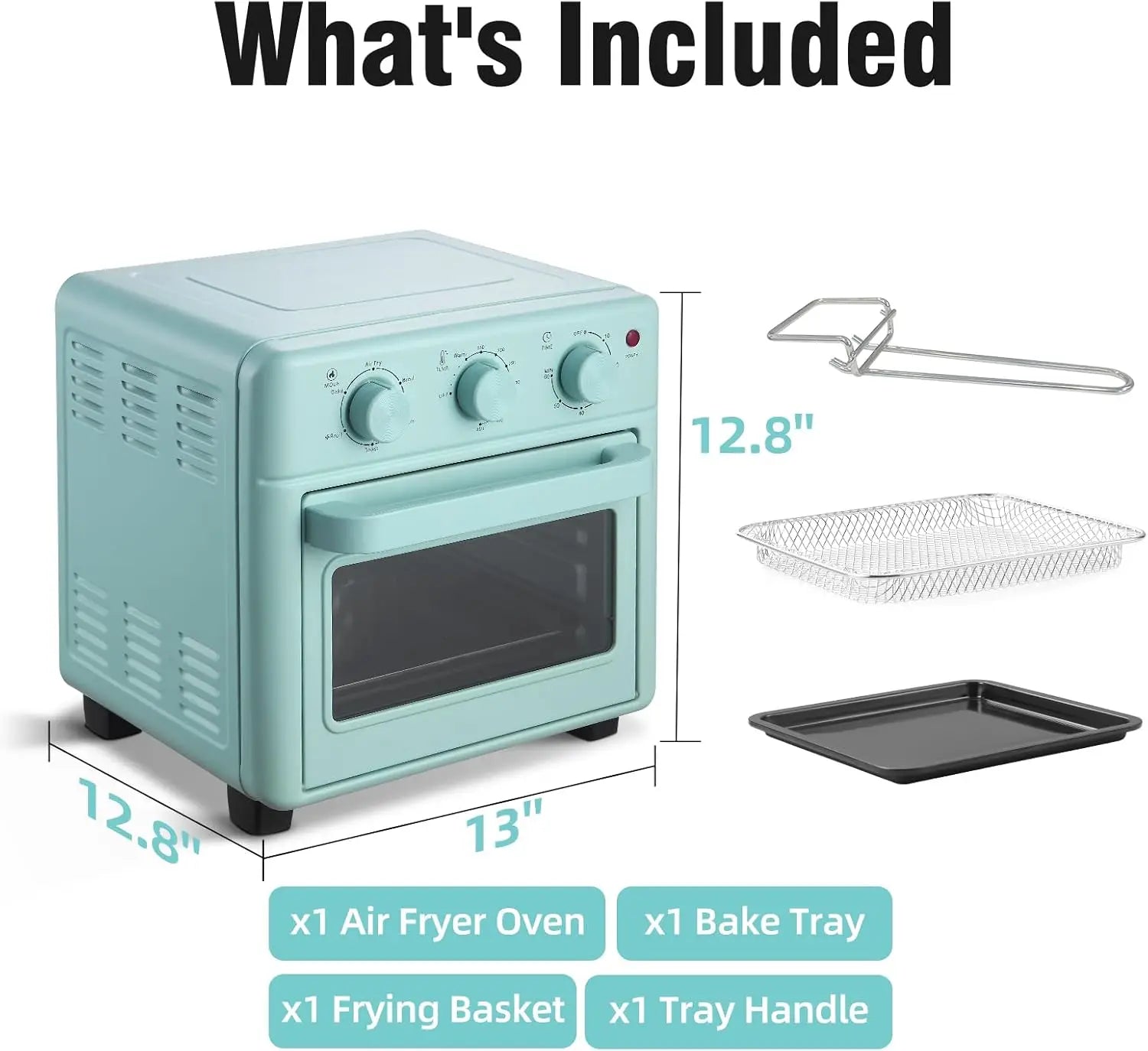 Retro Air Fryer Toaster Oven Combo, 16QT Capacity, 8-in-1 Functions for Baking, Frying, and More in Blue