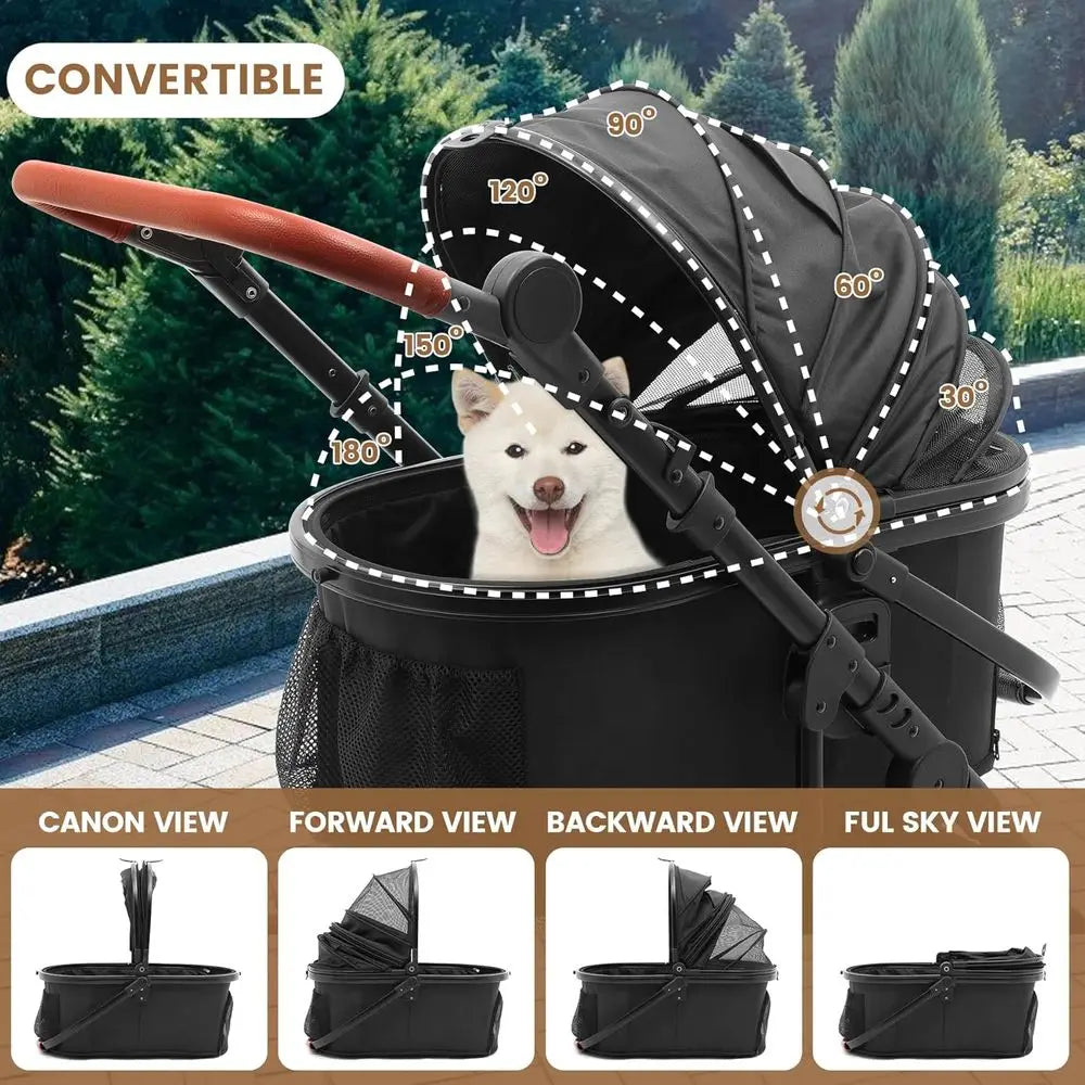 Pet Stroller or Medium Dogs, Smooth-Ride Dog Stroller with Detachable Carrier, Rubber Wheels, Car Seat Combo 3-in-1, Up to 50 lb