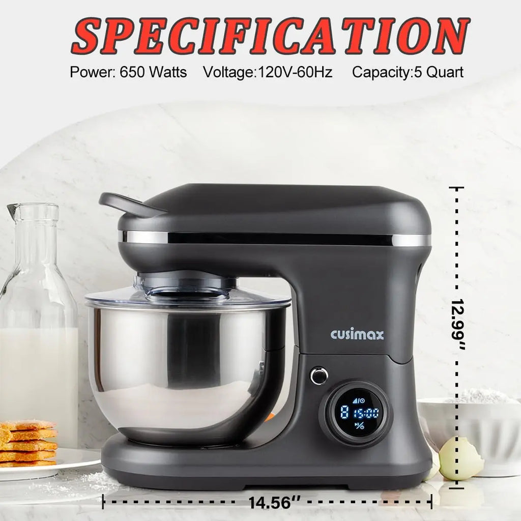 Digital Stand Mixer with Timer, 8 Speeds, 5-Quart Capacity, Tilt-Head Design for Easy Baking
