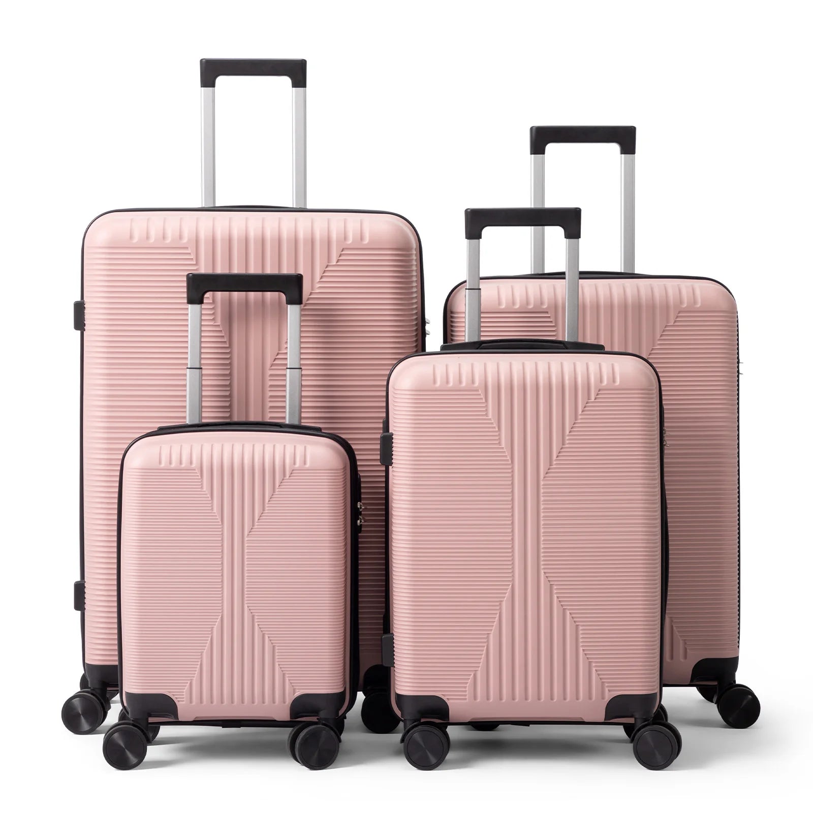 16in, 20in, 24in, and 28in spinner suitcase sets. PP material, aluminum alloy pull rods, stylish colors, sporty luggage set.