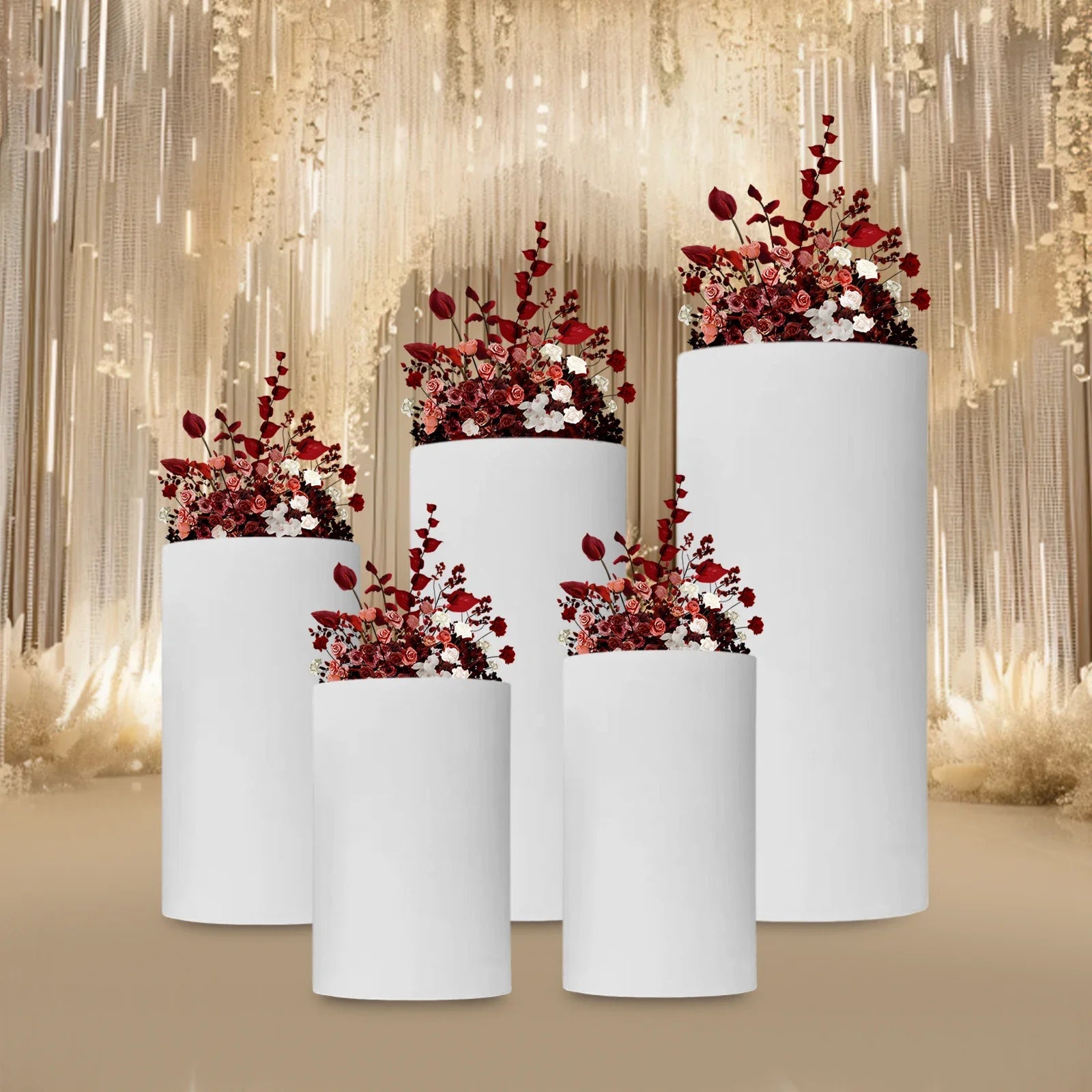 5Pcs Dessert Display Stands, Wedding Cylindrical Cake Stand Set Cake Display Cylinder,Decorations Round Display Stand