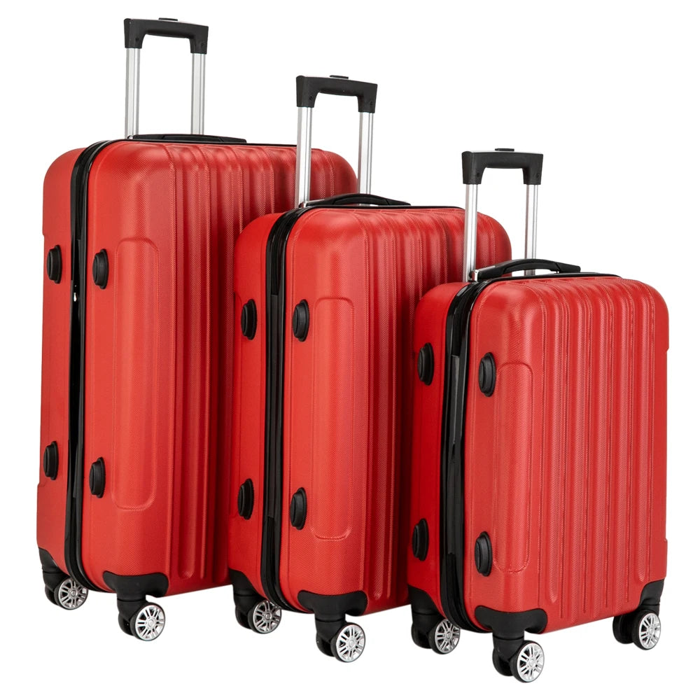 20-inch, 24-inch, and 28-inch three-in-one spinner suitcases. ABS aluminum alloy pull rods, stylish colors, sporty luggage set.
