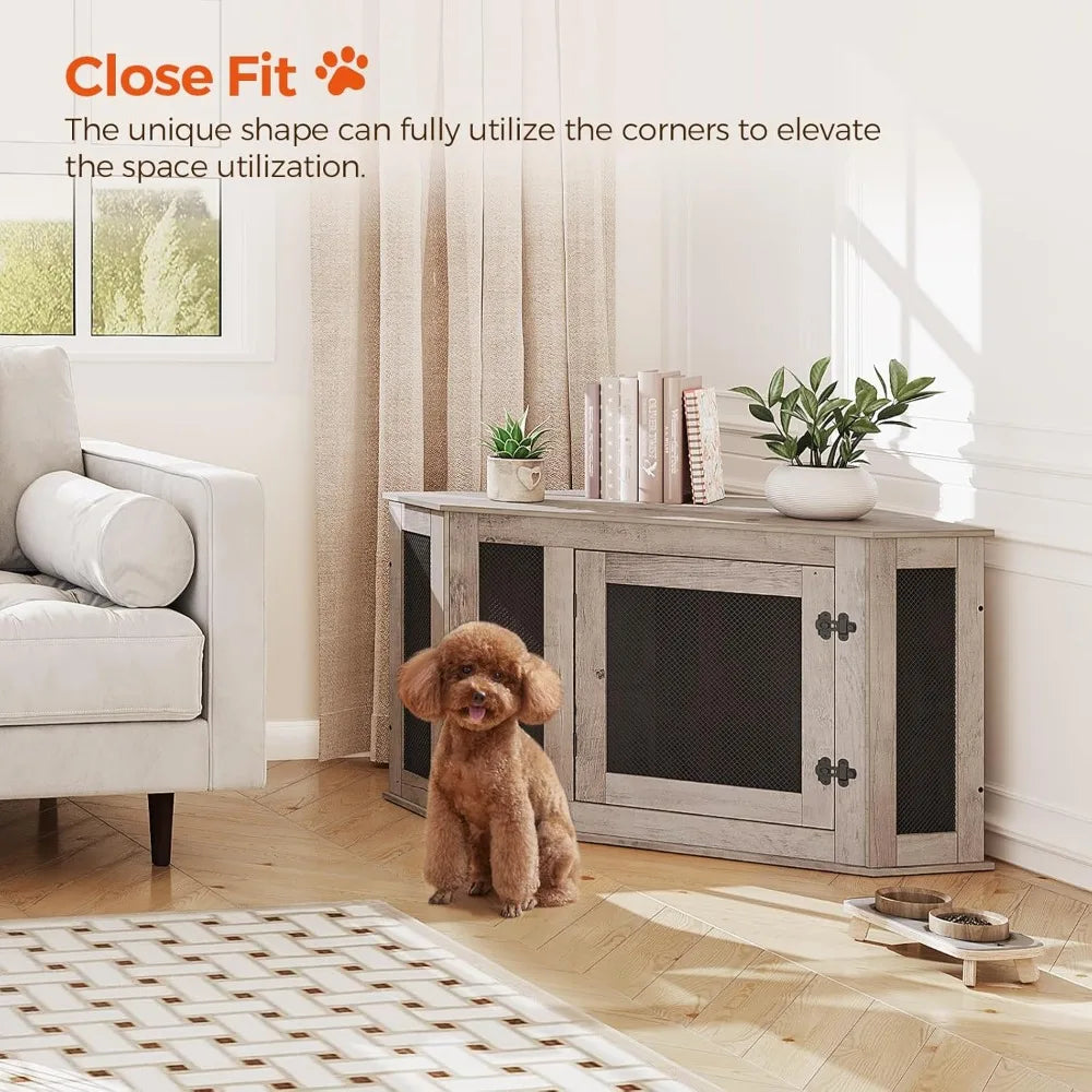 Dog Crate Furniture, Wooden Dog Kennel End Table, Decorative Pet Crate Indoor Use, Furniture Style Dog House for Small Me