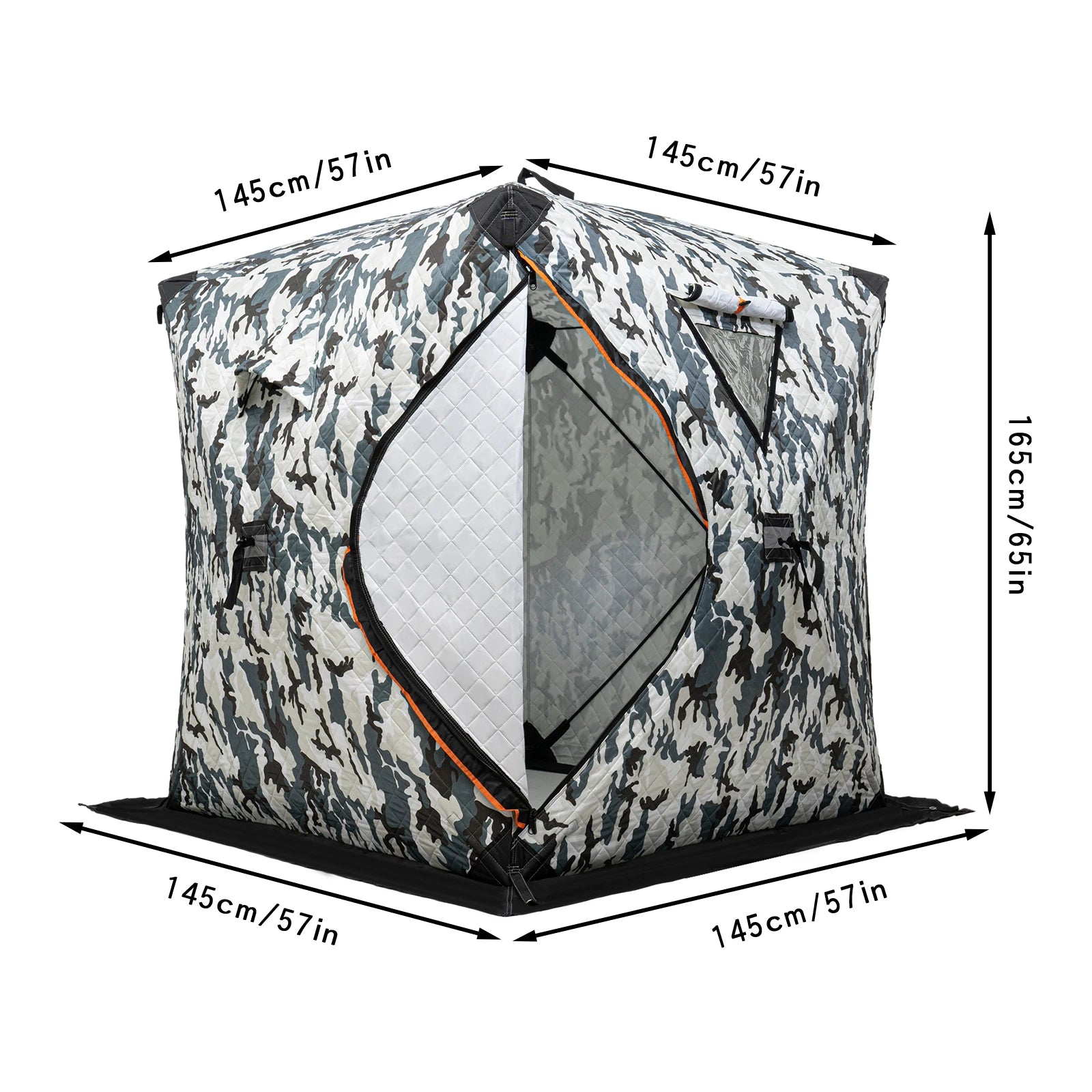 Ice Fishing Insulated Tent, 1-2 Person Shelter, Portable Thermal Tent with Built-In Storage, Warm & Windproof Camping Tent