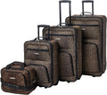 4-Piece Leopard Print Softside Luggage Set with Telescoping Handle, Sizes 14/19/24/28 Inches