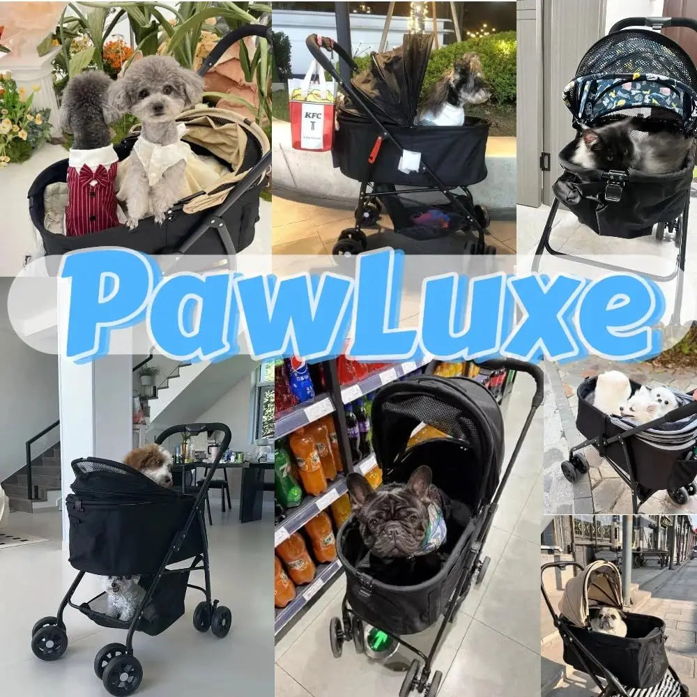 Pet Stroller 4 in 1 with Detachable Carrier for Small & Medium Dogs Cats up to 55 lbs Easy-Folding Travel Dog Wagon with Car Sea
