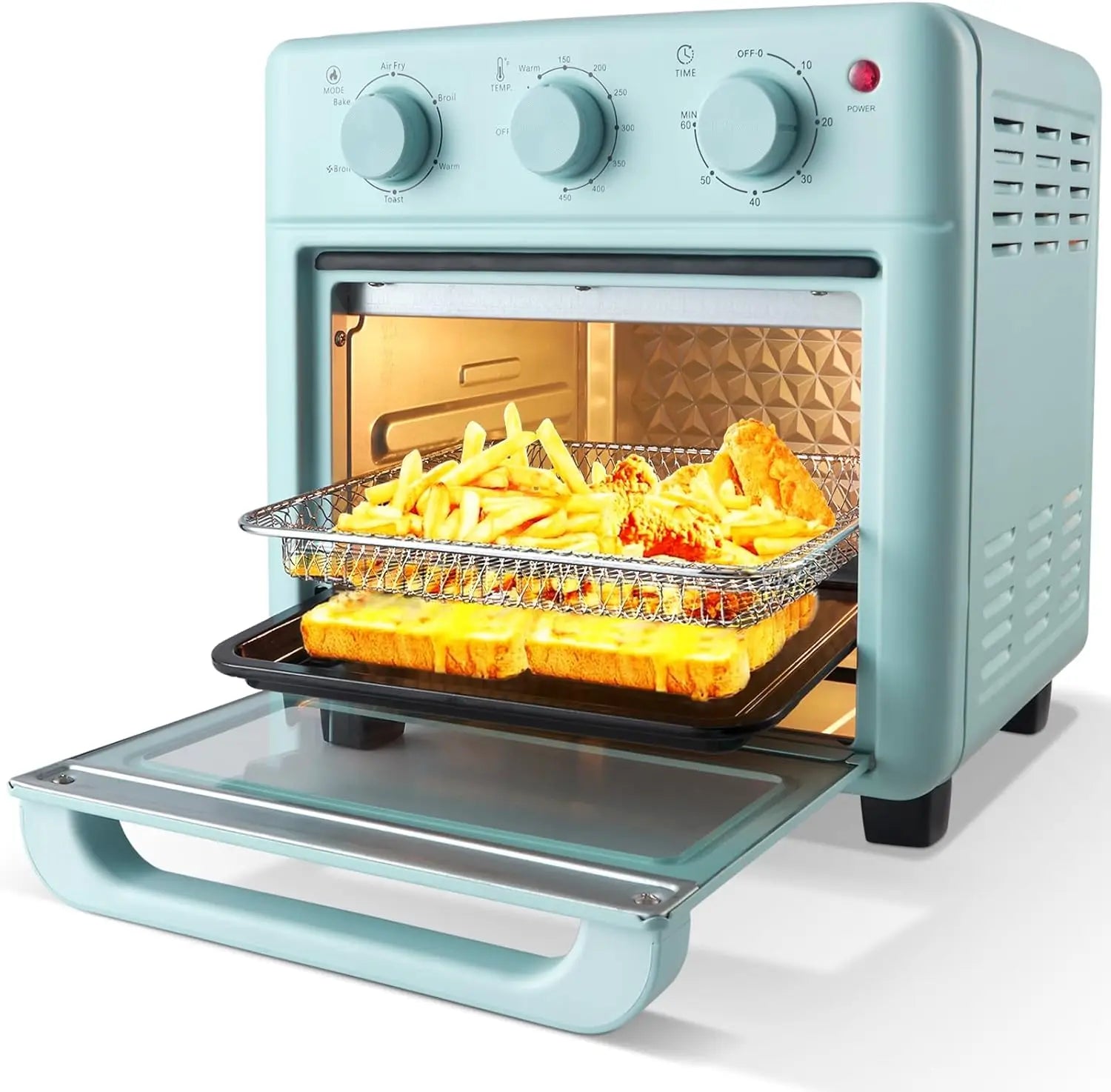 Retro Air Fryer Toaster Oven Combo, 16QT Capacity, 8-in-1 Functions for Baking, Frying, and More in Blue