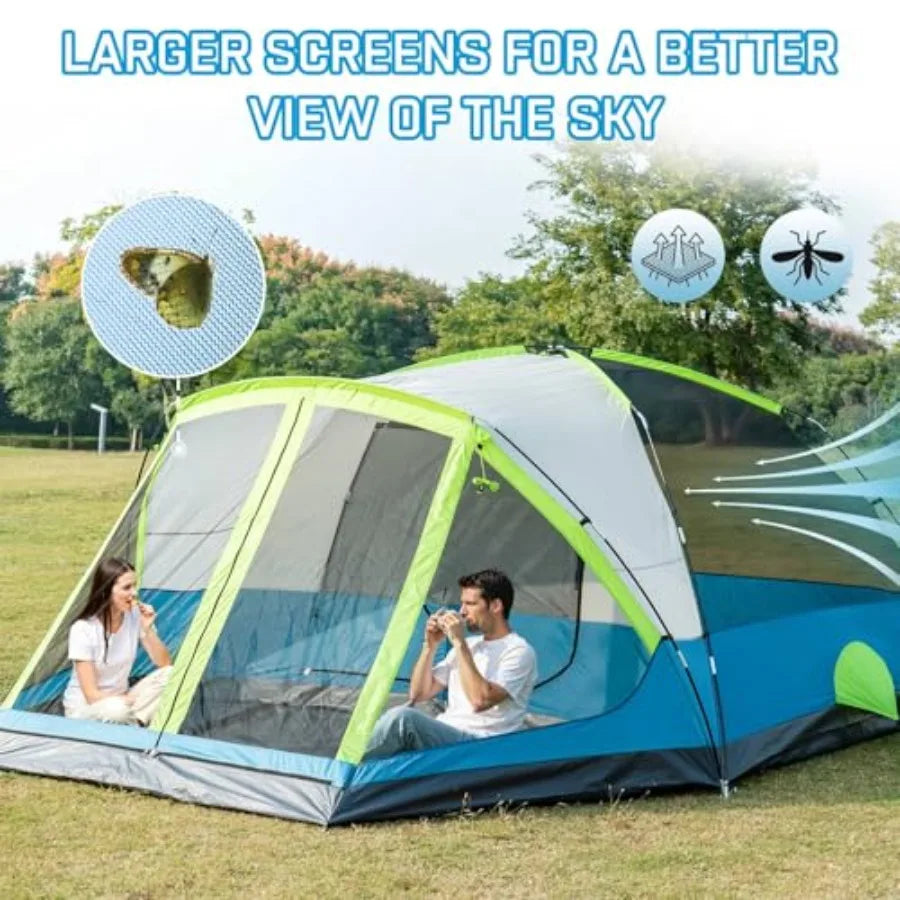 6 Person Large Waterproof Family Tents for Camping, Screened Camping Tent with Screen Porch, Bug-Free Relaxation & Easy Setup, I