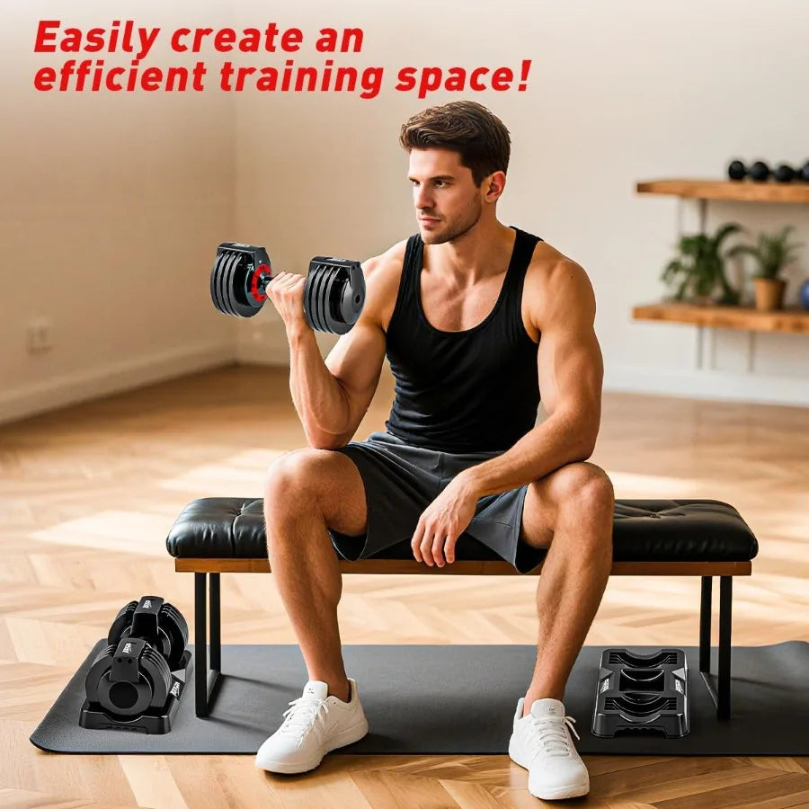25 55lbs Adjustable Dumbbells Set of 2 for Home Gym: 5in1 or 10in1 Adjustable Weights with AntiSlip Texture Handle Compact Desi