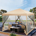 10x10ft Pop Up Canopy With Mesh Sidewall, Foldable Waterproof Gazebo Tent For Camping Patio Outdoor Parties