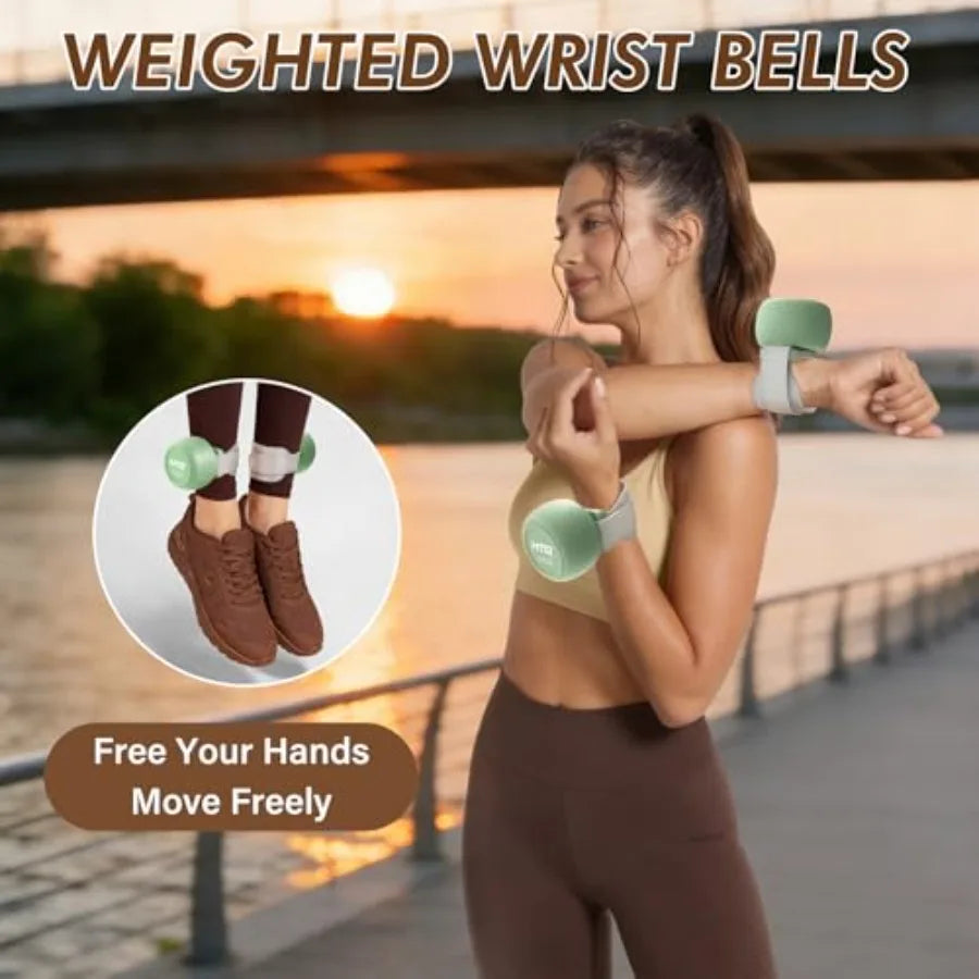 Adjustable Dumbbell Set 0.5-20 lbs for Women Home Gym Workout Equipment Green Pink with Wrist Weights Resistance Bands Jump Rop