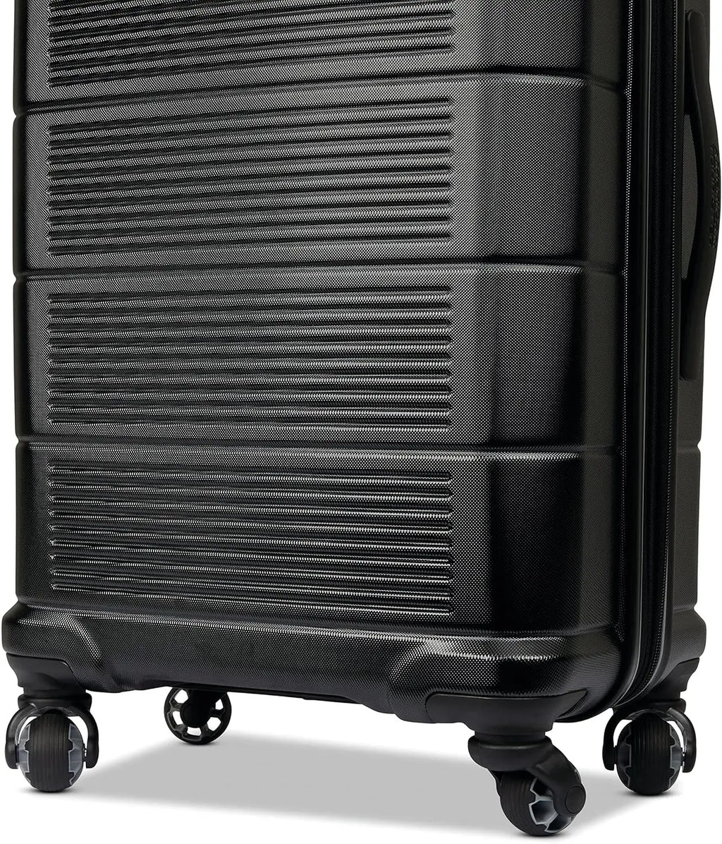 Expandable Hardside Luggage with Spinner Wheels, 24 Inch Jet Black Suitcase for Travel