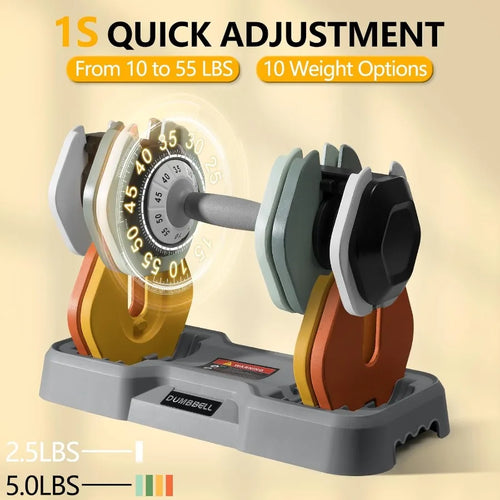 25 55 LBS Adjustable Dumbbell Set with AntiSlip FastAdjust Turning Handle for Home Gym Workouts Ideal for Men and Women Compact