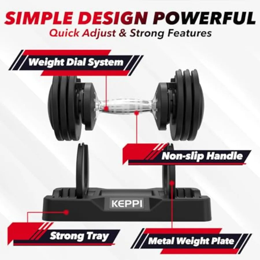 Adjustable Dumbbells Set 25lb 40lb 55lb 60lb Anti-Slip Metal Fast Adjust Weight Handle for Full Body Workout Fitness Training i