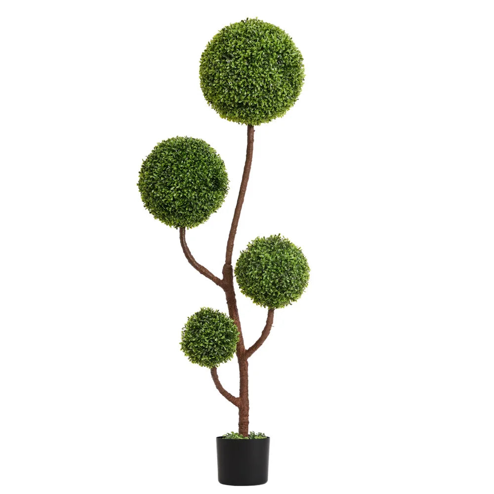 Artificial Boxwood Topiary Tree, 5FT Tall Triple Ball-Shaped Faux Plant  Indoor or Outdoor Home and Office Decoration, 1pc/set