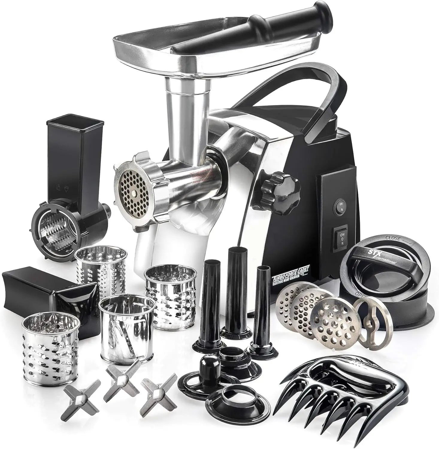 Electric Meat Grinder with Slicer, Shredder, and Sausage Stuffer - 6-in-1 Home Kitchen Appliance