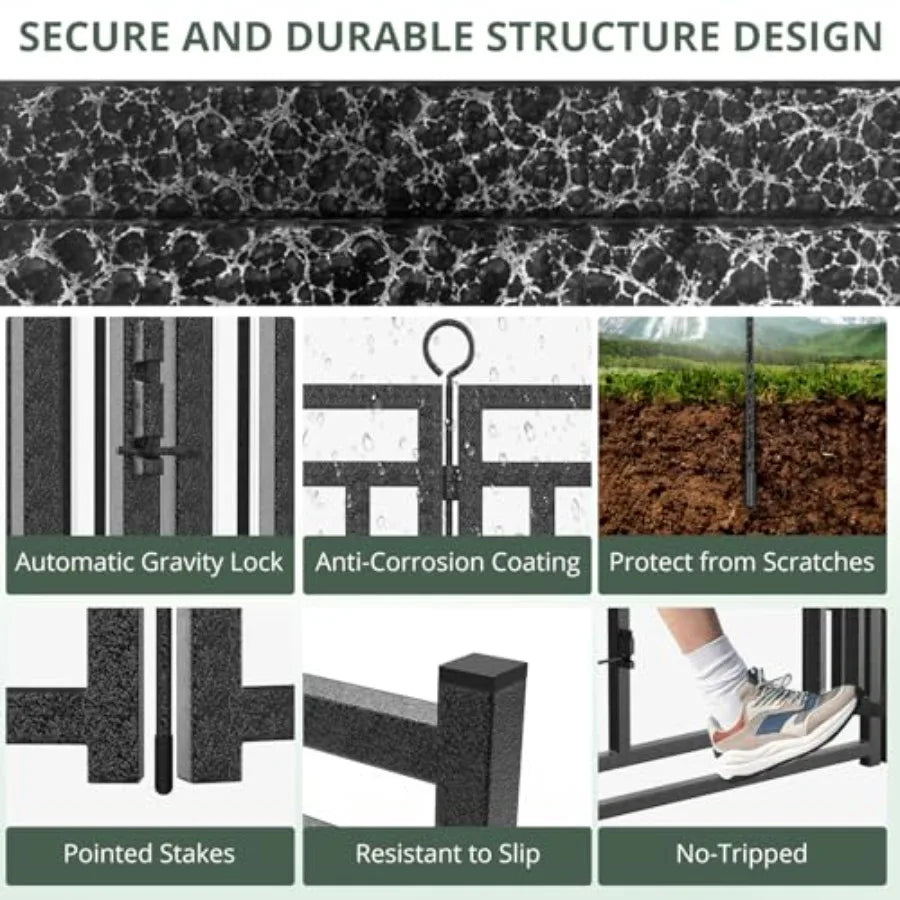 Dog Fence Outdoor Indoor Inch Dog Playpen for Large/Medium/Small Dogs Metal Dog Pen for Yard Camping and RV Black-Silver