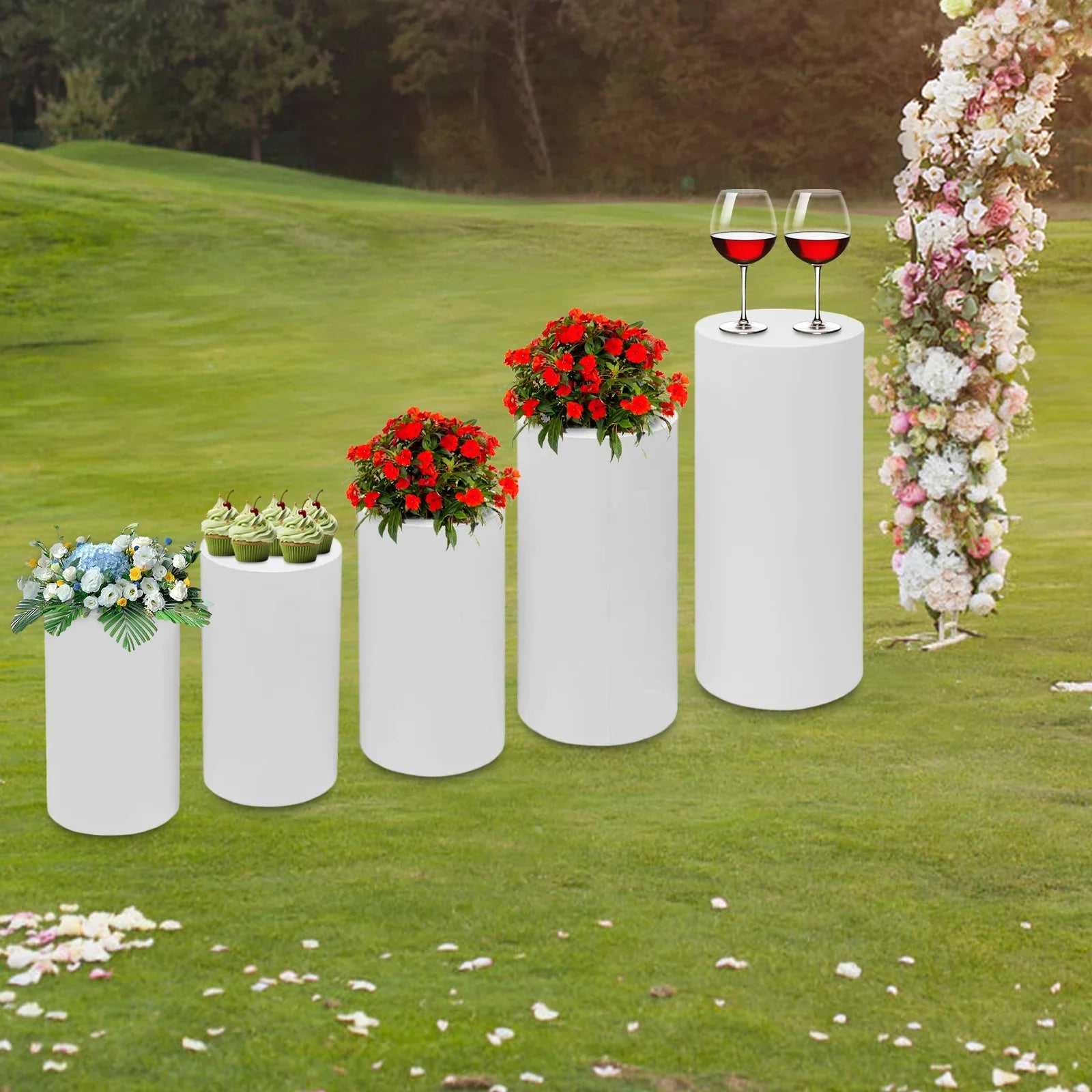 5Pcs Dessert Display Stands, Wedding Cylindrical Cake Stand Set Cake Display Cylinder,Decorations Round Display Stand
