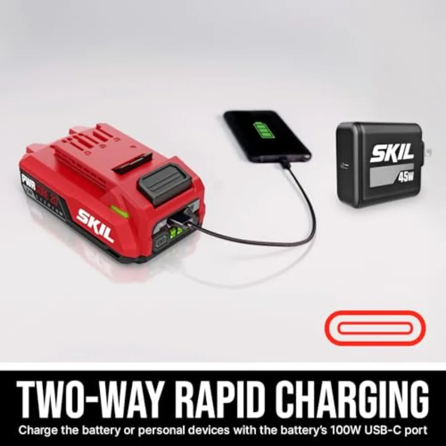 Brushless 20V Compact Multi-Head Drill Driver Kit Including 2.0 Ah USB-C Battery and PD Charger-QD6293B-10