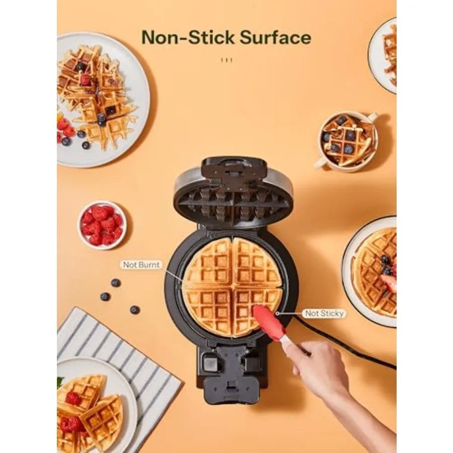 Classic Waffle Iron Double Belgian Waffle Maker 180°Flip 100W Waffle Iron Rotating and Nonstick Plates with Removable Drip Tray