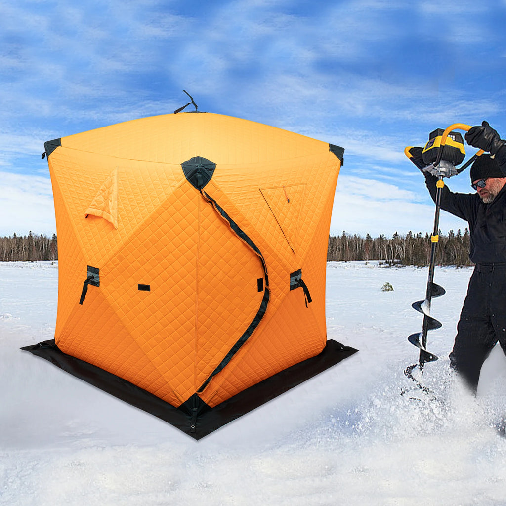 Outdoor Winter with Cotton Insulation, Windproof and Ice Proof Fishing House Equipment, Winter Fishing Cotton Tent - Orange
