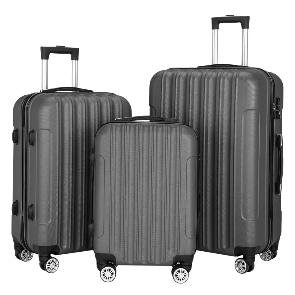 20-inch, 24-inch, and 28-inch three-in-one spinner suitcases. ABS aluminum alloy pull rods, stylish colors, sporty luggage set.