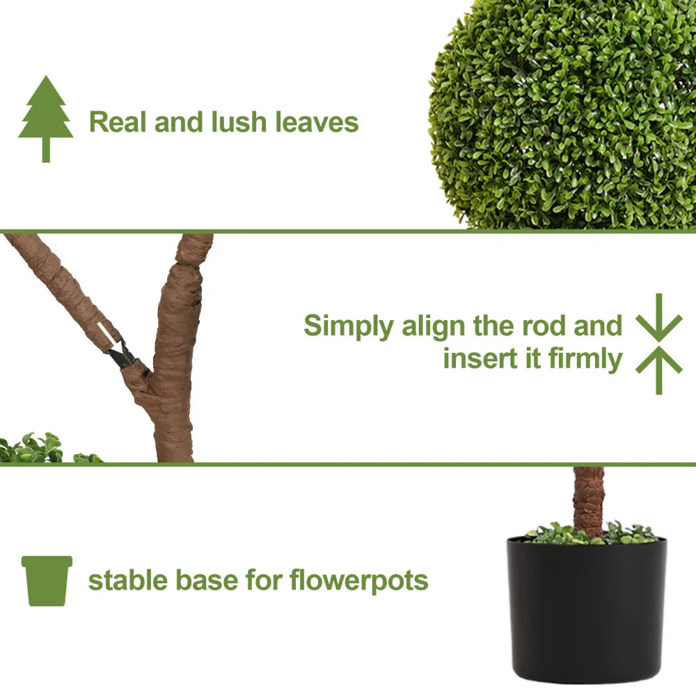 Artificial Boxwood Topiary Tree, 5FT Tall Triple Ball-Shaped Faux Plant  Indoor or Outdoor Home and Office Decoration, 1pc/set