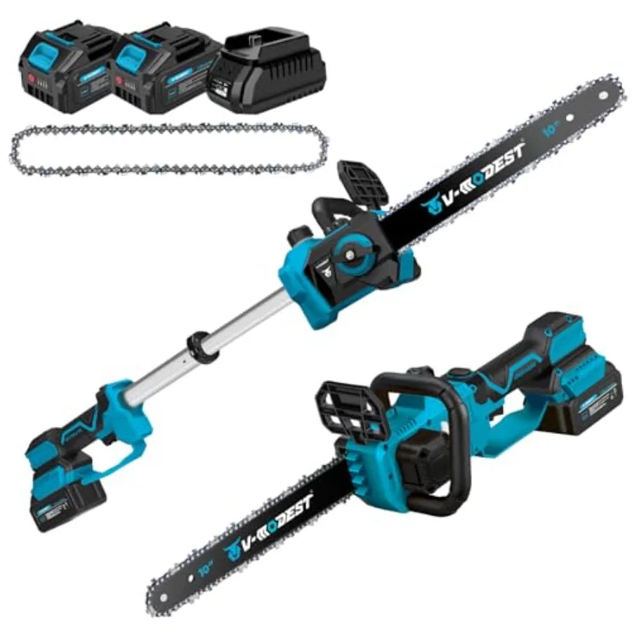21V Brushless Telescopic Chainsaw - 10" Lightweight Battery Powered Chainsaw Cordless with 2 x 4.0Ah Lithium-ion Batteries Hand