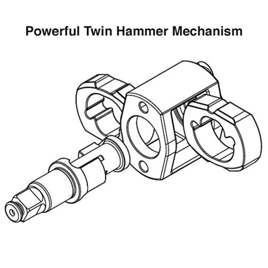 2463T 1/2" HEAVY DUTY Pneumatic Impact Wrench - Air Powered Twin Hammer Composite Handle