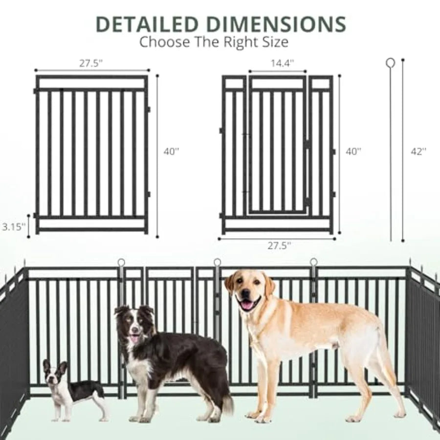 Dog Fence Outdoor Indoor Inch Dog Playpen for Large/Medium/Small Dogs Metal Dog Pen for Yard Camping and RV Black-Silver