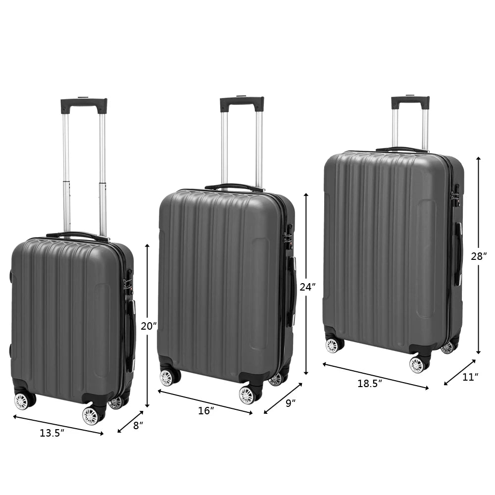 20-inch, 24-inch, and 28-inch three-in-one spinner suitcases. ABS aluminum alloy pull rods, stylish colors, sporty luggage set.