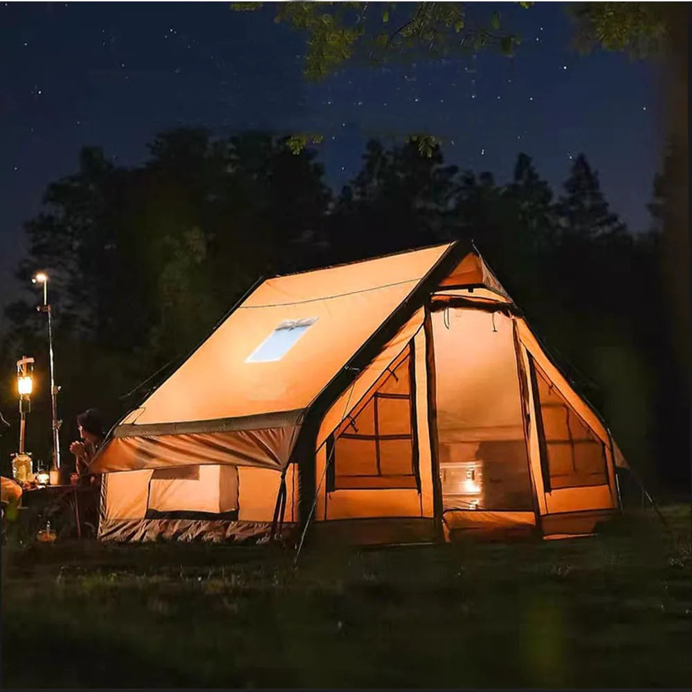 Inflatable Camping Tent, Zipper Door Easy Inflatable Tent, 2/4/6/8 Person Inflatable Tent, Large House Ch Style, Four Seasons