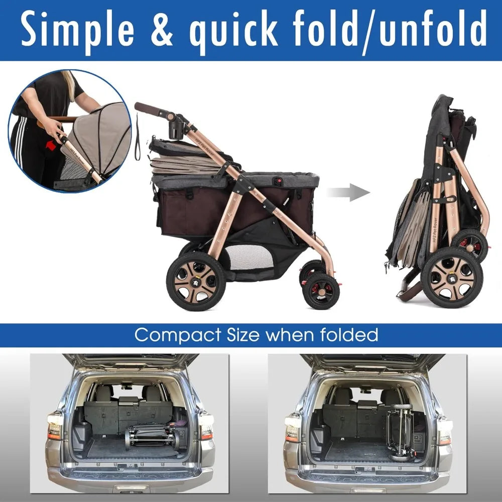 Pet Rover Titan-HD Premium Super-Sized Dog/Cat/Pet Stroller SUV Travel Carriage with Access Ramp/100Lbs Capacity/Pumpless Rubber